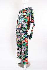 Vintage Nolan Miller Floral Silk Poncho & Pant Lounge Set on Mannequin angle at Recess Los Angeles