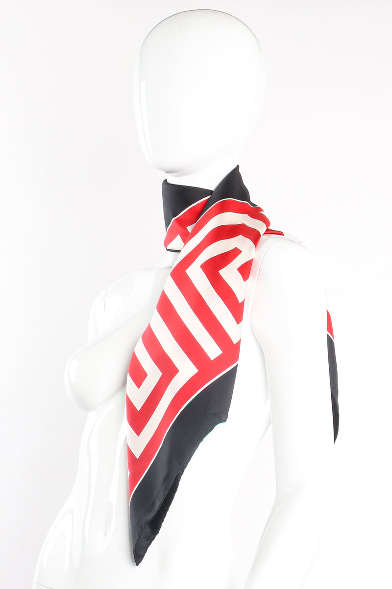 Vintage Norman Norell Wide Greek Key Scarf on mannequin at Recess Los Angeles