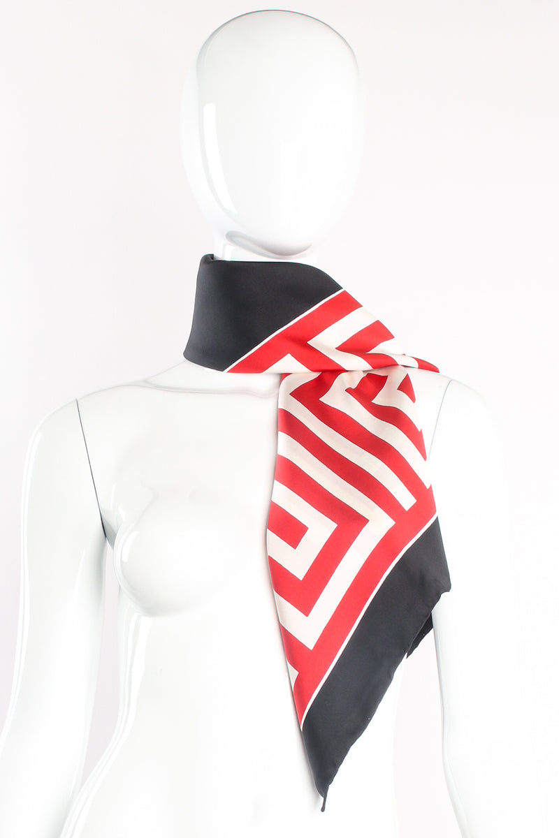 Vintage Norman Norell Wide Greek Key Scarf on mannequin at Recess Los Angeles