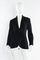 Vintage Norma Kamali Abstract Swirl Burnout Velvet Blazer mannequin front @ Recess LA