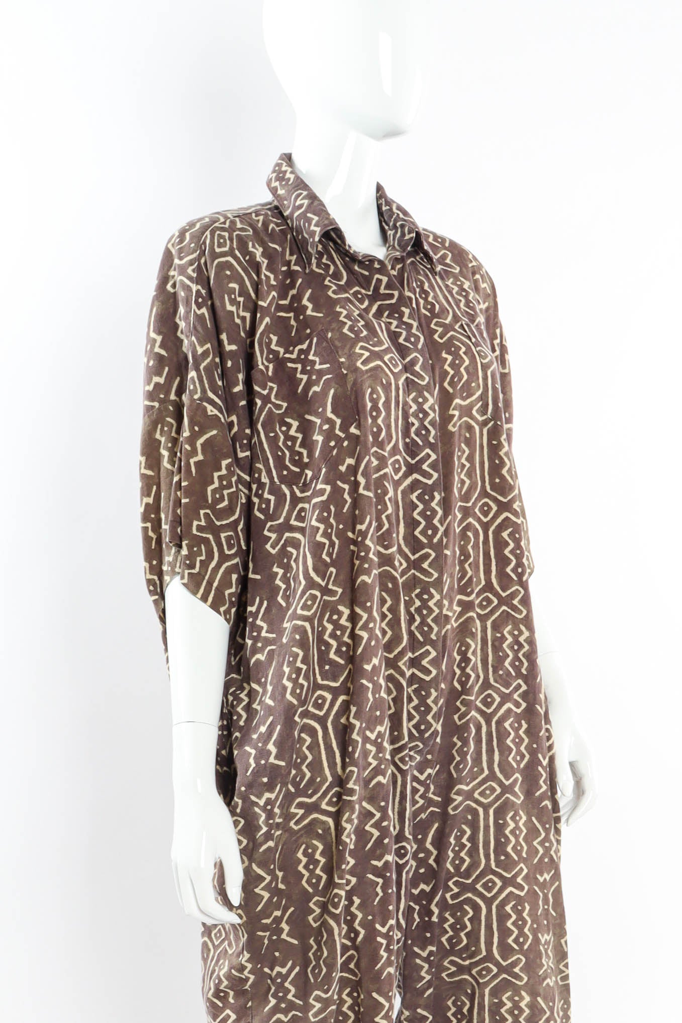 Vintage Norma Kamalli Ikat Print Harem Jumpsuit mannequin L angle  @ Recess LA