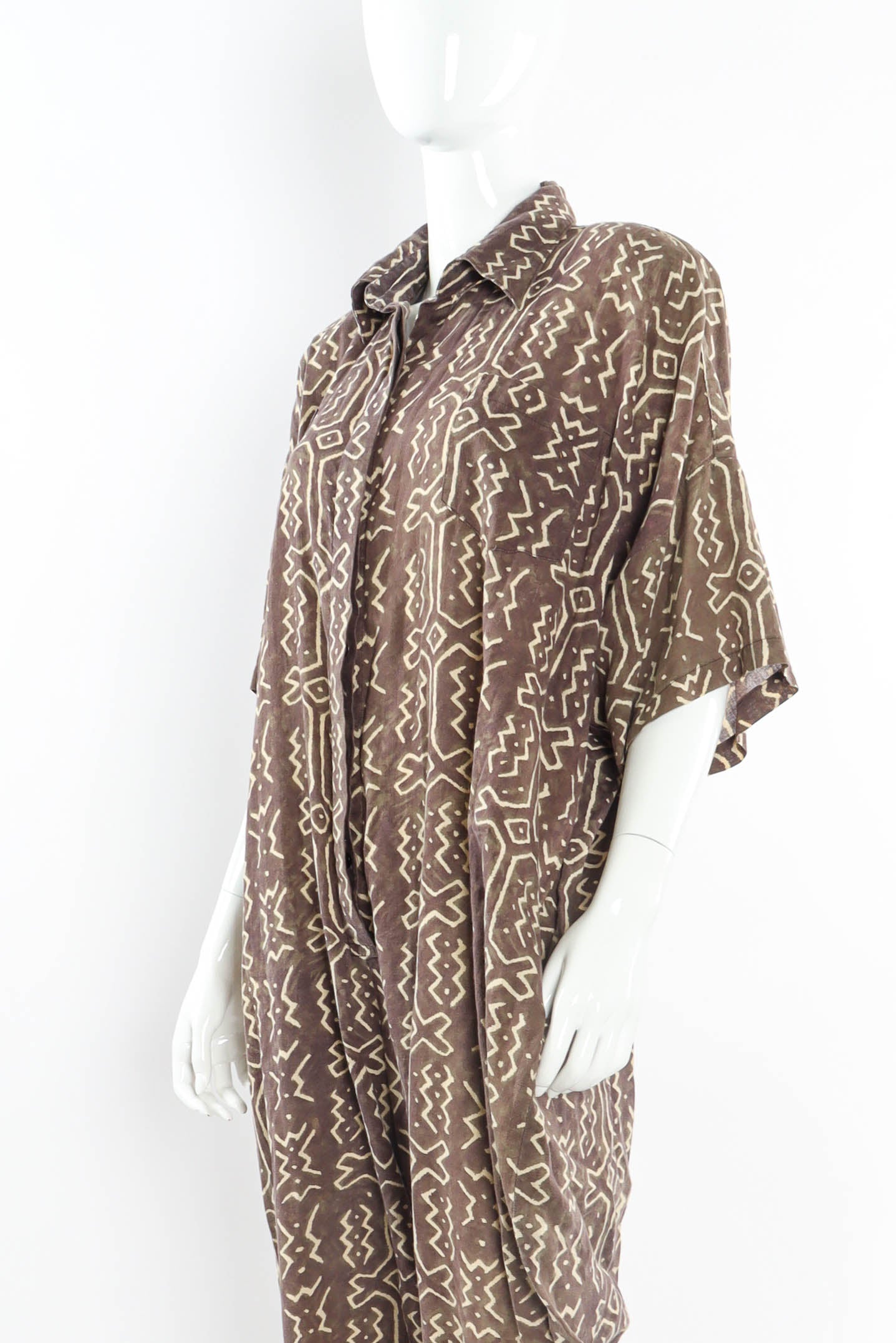 Vintage Norma Kamalli Ikat Print Harem Jumpsuit mannequin angle @ Recess LA