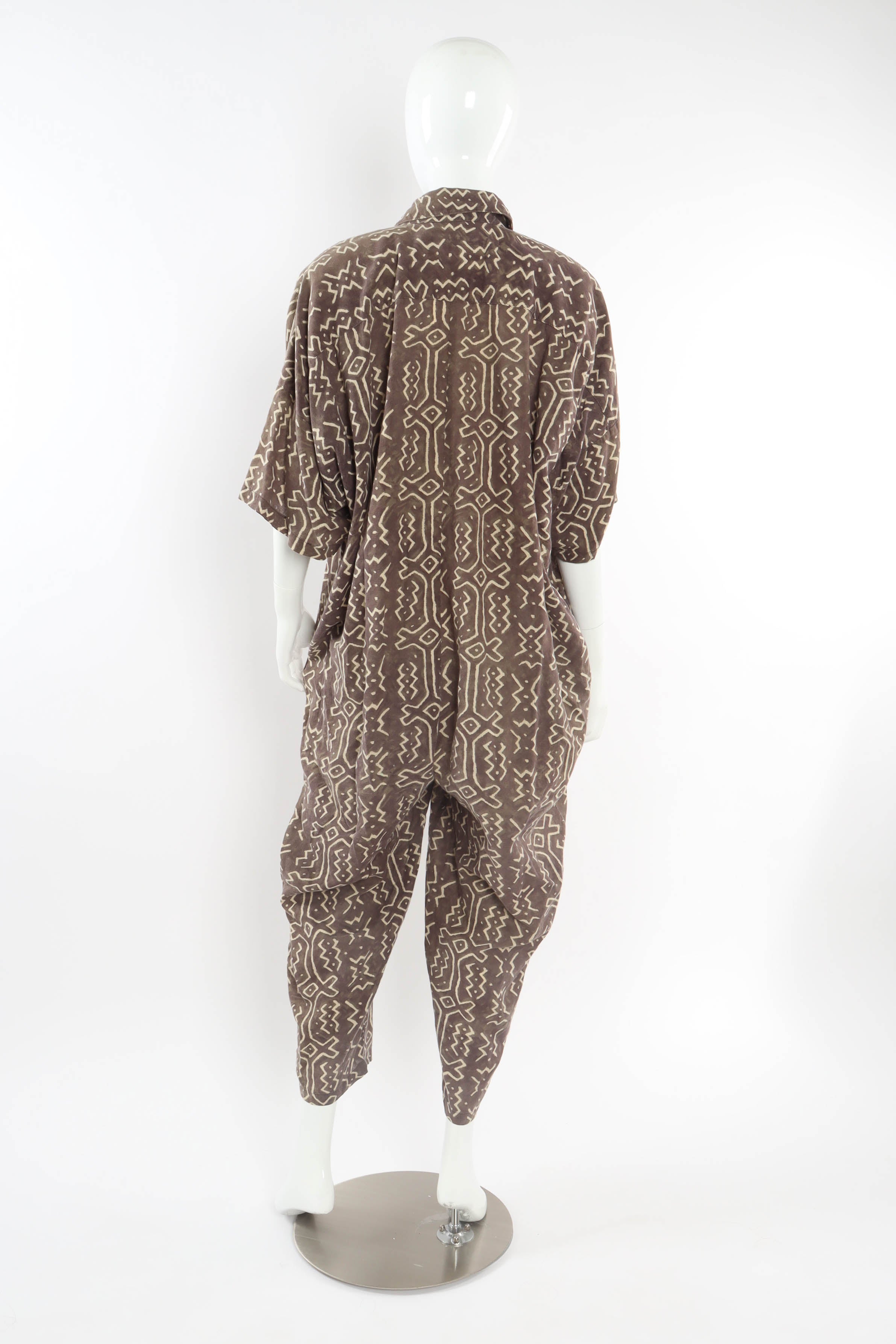 Vintage Norma Kamalli Ikat Print Harem Jumpsuit mannequin back @ Recess LA