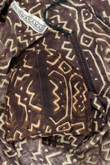 Vintage Norma Kamalli Ikat Print Harem Jumpsuit shoulder pad detail  @ Recess LA