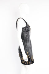 Vintage North Beach Leather One-Shoulder Leather Suede Flame Dress on Mannequin side at Recess LA