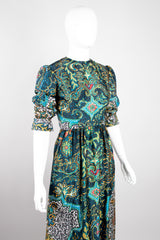 Oscar de la Renta Boutique Vintage Silk Dotted Batik Print Dress