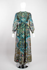 Oscar de la Renta Boutique Vintage Silk Dotted Batik Print Dress