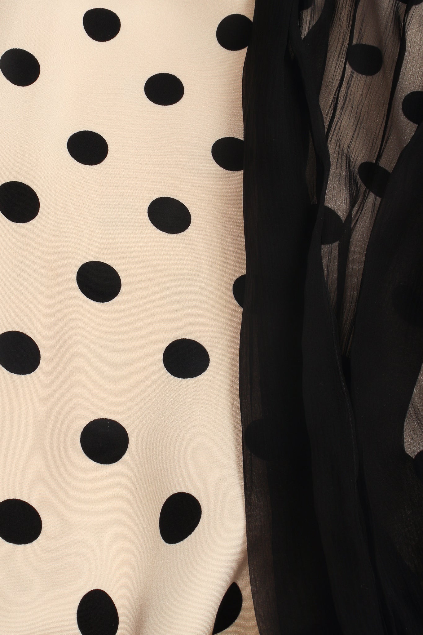 Vintage Oscar de la Renta Dotted Sheath Scarf Gown fabric detail at Recess Los Angeles