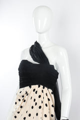 Vintage Oscar de la Renta Dotted Sheath Scarf Gown on Mannequin bust at Recess Los Angeles