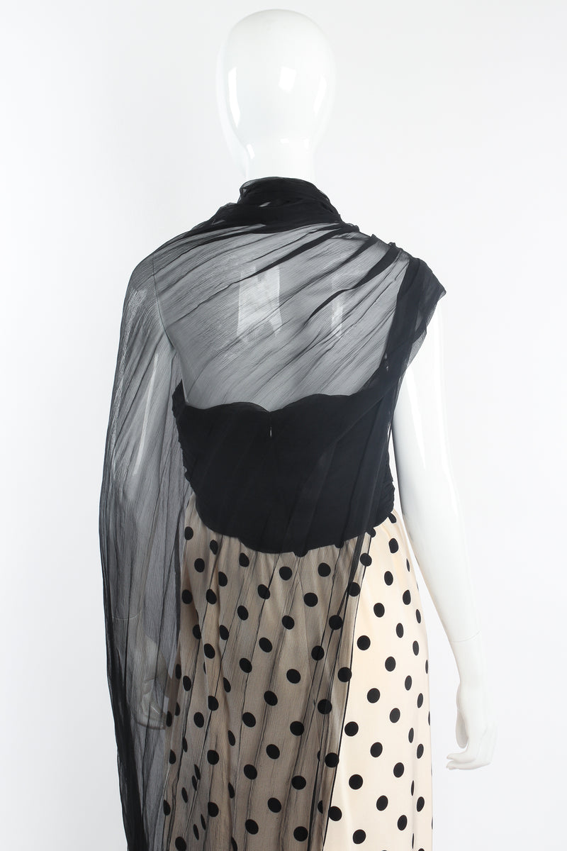 Vintage Oscar de la Renta Dotted Sheath Scarf Gown on Mannequin back crop at Recess Los Angeles