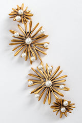 Vintage Oscar de la Renta Chrysanthemum Pearl Earrings diagonal front @ Recess Los Angeles