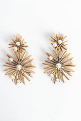 Vintage Oscar de la Renta Chrysanthemum Pearl Earrings flat front @ Recess Los Angeles