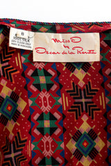 Vintage Oscar de la Renta Geo Tribal Silk Top & Skirt Set tag @ Recess LA