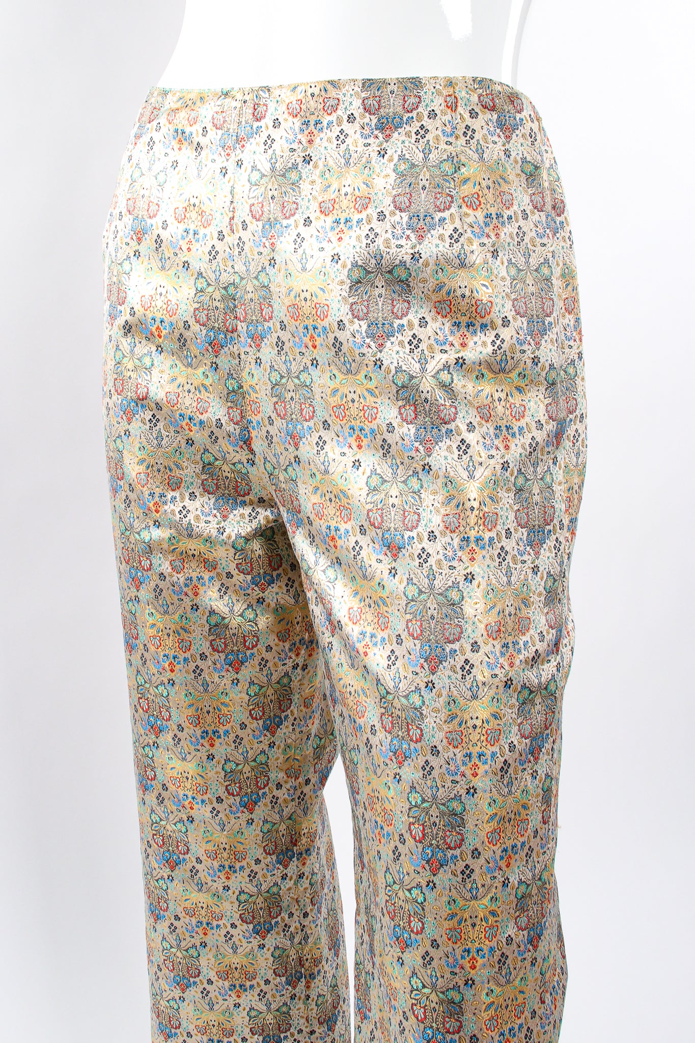 Vintage Oscar de la Renta Floral Butterfly Brocade Pant on mannequin waist at Recess Los Angeles