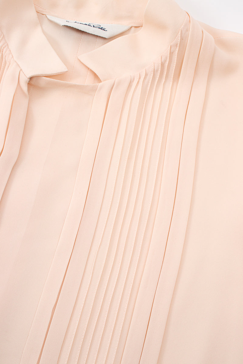 Vintage Oscar de la Renta Blush Silk Pintuck Blouse detail at Recess Los Angeles