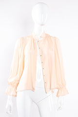 Vintage Oscar de la Renta Blush Silk Pintuck Blouse on Mannequin open at Recess Los Angeles