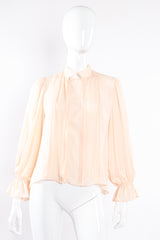 Vintage Oscar de la Renta Blush Silk Pintuck Blouse on Mannequin front at Recess Los Angeles