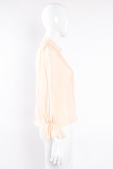 Vintage Oscar de la Renta Blush Silk Pintuck Blouse on Mannequin side at Recess Los Angeles