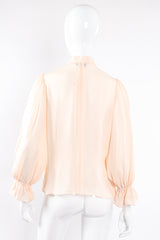 Vintage Oscar de la Renta Blush Silk Pintuck Blouse on Mannequin back at Recess Los Angeles