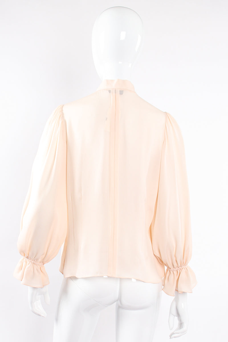 Vintage Oscar de la Renta Blush Silk Pintuck Blouse on Mannequin back at Recess Los Angeles