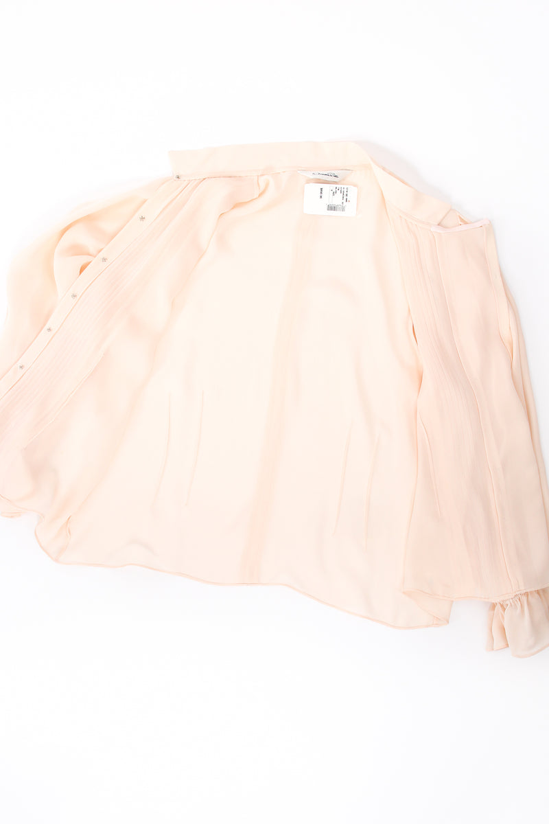 Vintage Oscar de la Renta Blush Silk Pintuck Blouse flat at Recess Los Angeles