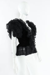 Vintage Oscar de la Renta Chantilly Ruffle Lace Velvet Top mannequin front angle  @ Recess LA