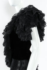 Vintage Oscar de la Renta Chantilly Ruffle Lace Velvet Top lace ruffle/velvet side @ Recess LA