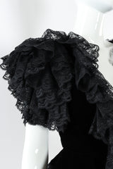 Vintage Oscar de la Renta Chantilly Ruffle Lace Velvet Top lace ruffle sleeve @ Recess LA