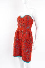 Vintage Oscar de la Renta Venetian Lace Strapless Sweetheart Dress on Mannequin angle at Recess LA