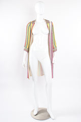 Vintage Oscar de la Renta Beaded Skittle Stripe Shirtdress Swim Cover on Mannequin open @ Recess