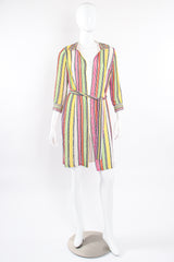 Vintage Oscar de la Renta Beaded Skittle Stripe Shirtdress Swim Cover on Mannequin open @ Recess