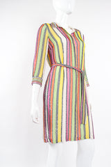 Vintage Oscar de la Renta Beaded Skittle Stripe Shirtdress Swim Cover on Mannequin angle @ Recess