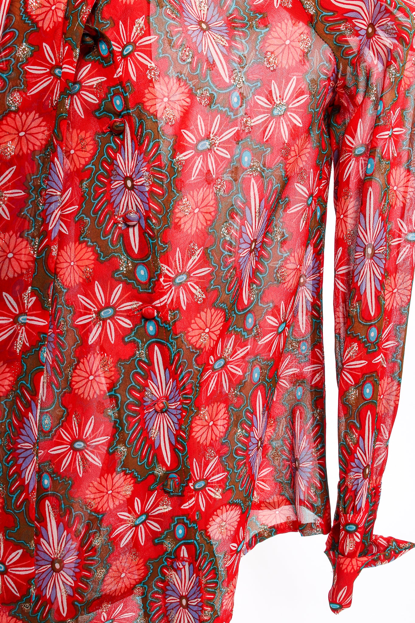 Vintage Oscar de la Renta Something! Chiffon Brocade Tie Blouse fabric detail @ Recess LA