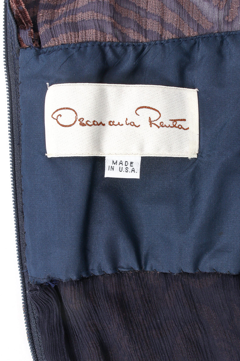 Vintage Oscar de la Renta Velvet Burnout Bandeau Gown label at Recess Los Angeles