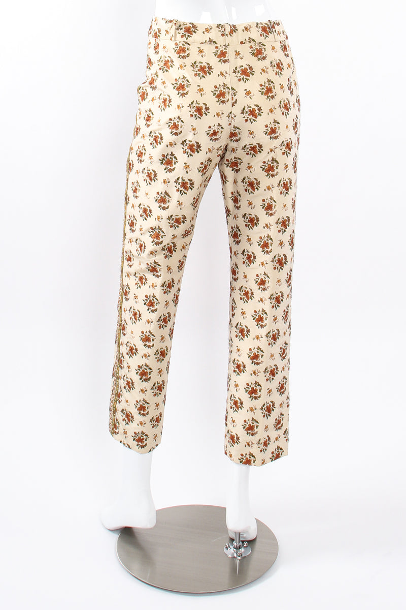 Vintage Oscar de la Renta Embroidered Woodblock Print Silk Pant on Mannequin back @ Recess LA