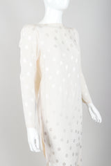 Vintage Oscar de la Renta Cowl Back Rosette Dress Bridal Wedding on Mannequin Angle Crop at Recess