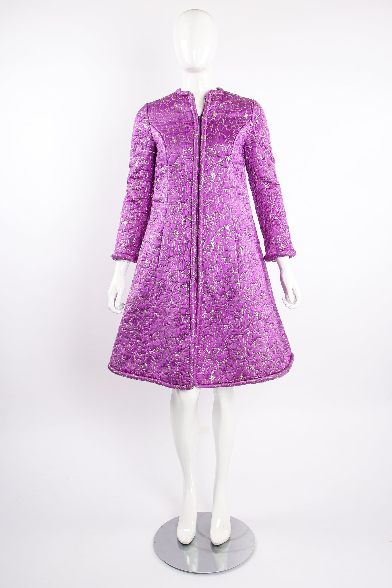 Vintage Oscar de la Renta Abstract Floral Brocade Coat on Mannequin Front at Recess Los Angeles