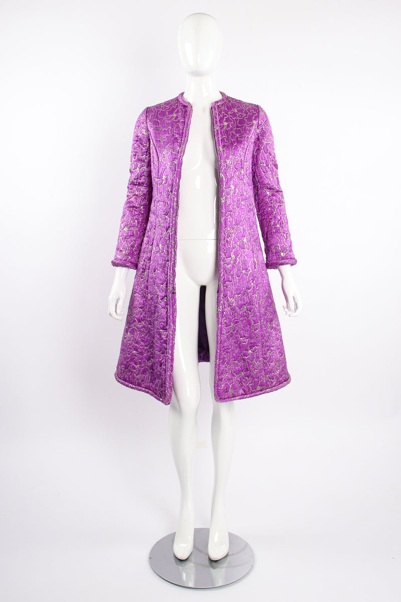 Vintage Oscar de la Renta Abstract Floral Brocade Coat on Mannequin Open at Recess Los Angeles