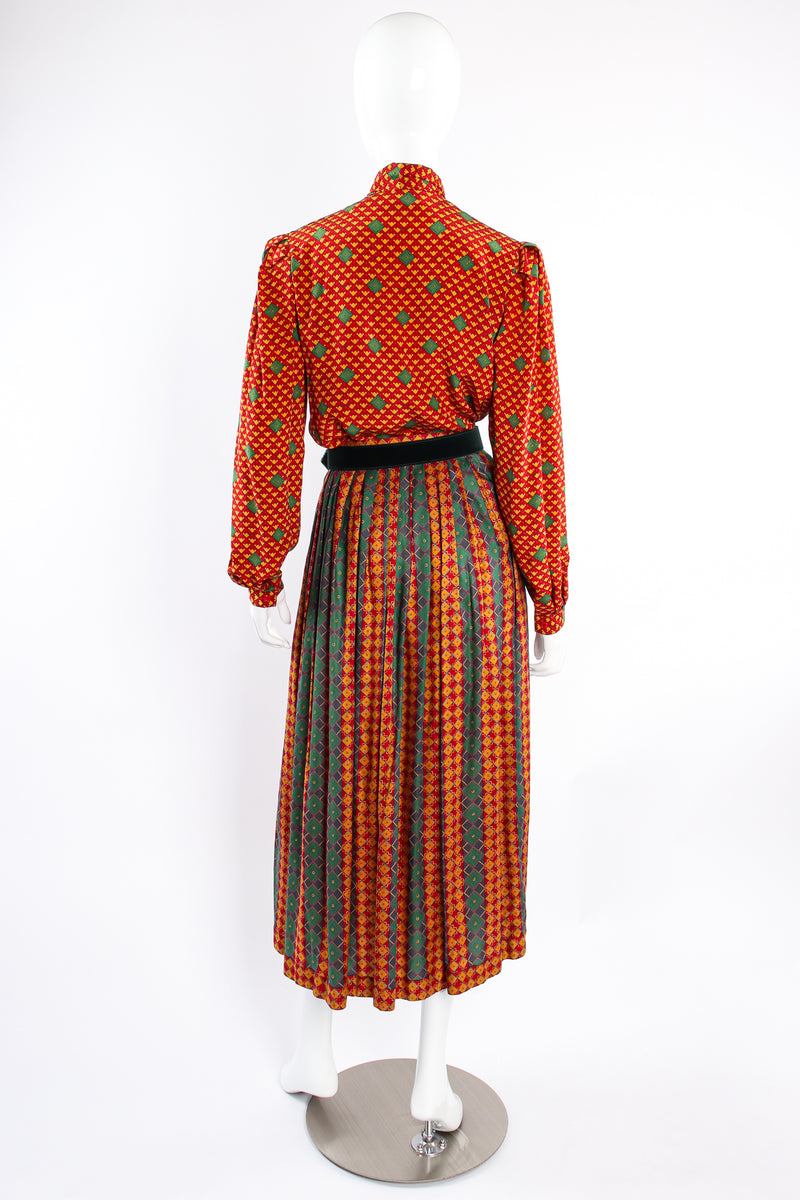 Vintage Oscar de la Renta MissO Tessellation Print Blouse & Skirt Set on Mannequin back @ RecessLA