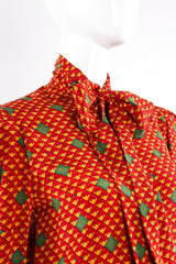 Vintage Oscar de la Renta MissO Tessellation Print Blouse & Skirt Set on Mannequin bow @ RecessLA