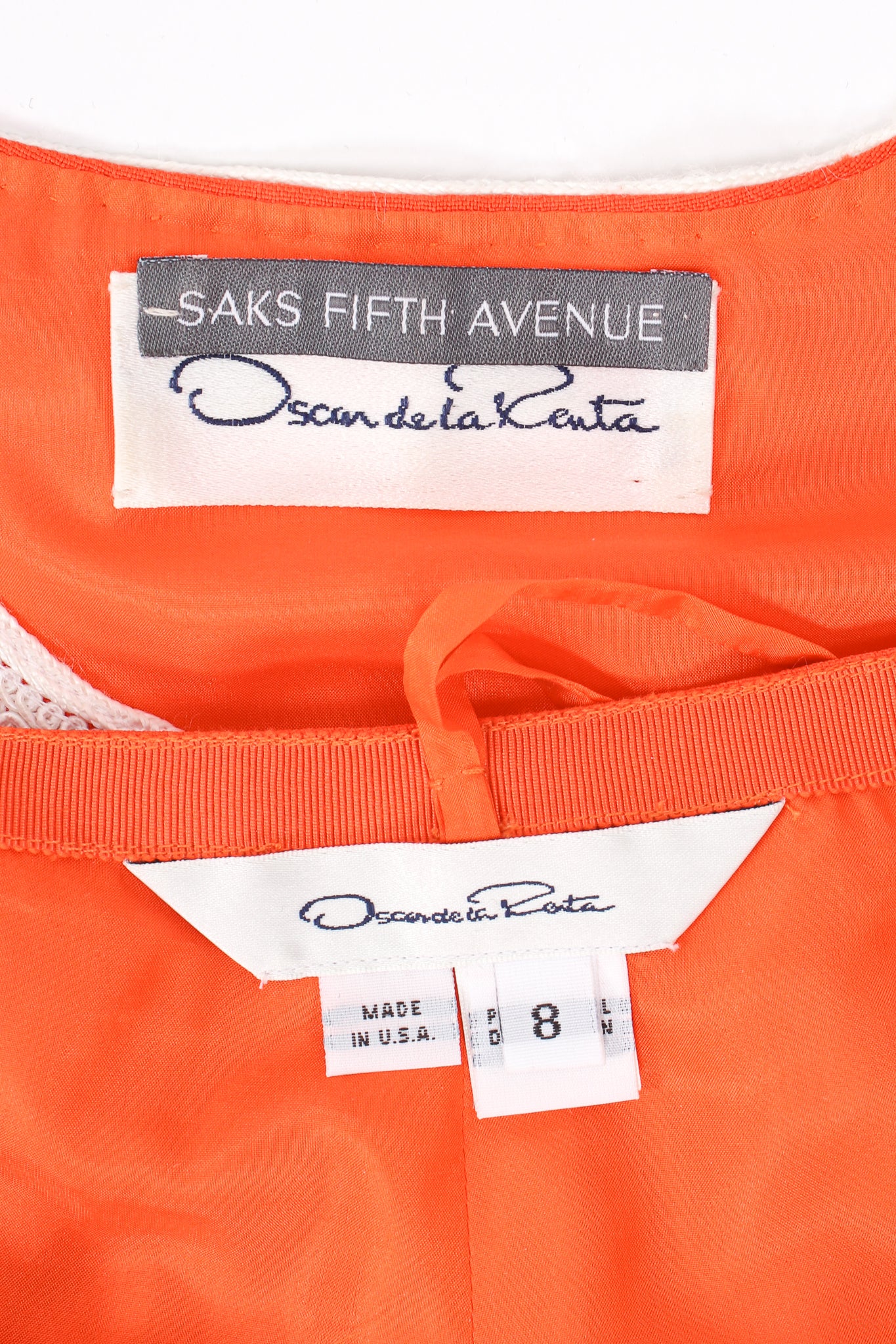 Vintage Oscar de la Renta Silk Appliqué Tunic & Pant Set labels at Recess LA