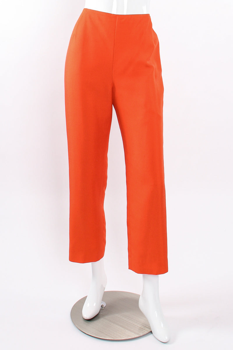 Vintage Oscar de la Renta Silk Appliqué Tunic & Pant Set on Mannequin pant front at Recess LA