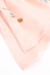 Vintage Oscar de la Renta Pink Floral Embroidered Silk Shirt sleeve cuff stitch at Recess LA