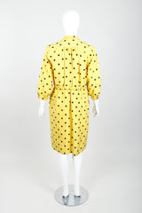 Vintage Oscar de la Renta Polka Dot Shawl Collar Dress on Mannequin back at Recess LA