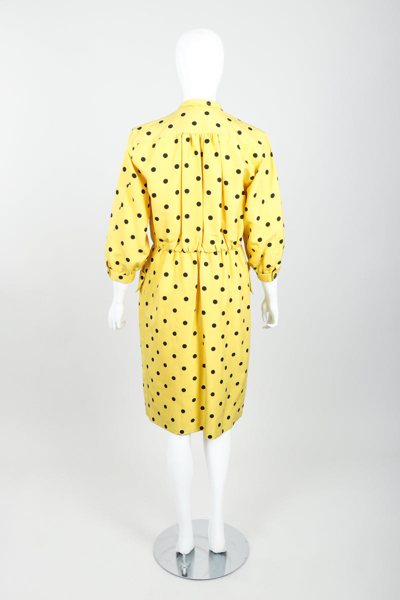 Vintage Oscar de la Renta Polka Dot Shawl Collar Dress on Mannequin back at Recess LA