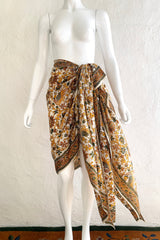 Vintage Oversized Handblocked Indian Silk Shawl On Mannequin sarong At Recess Los Angeles