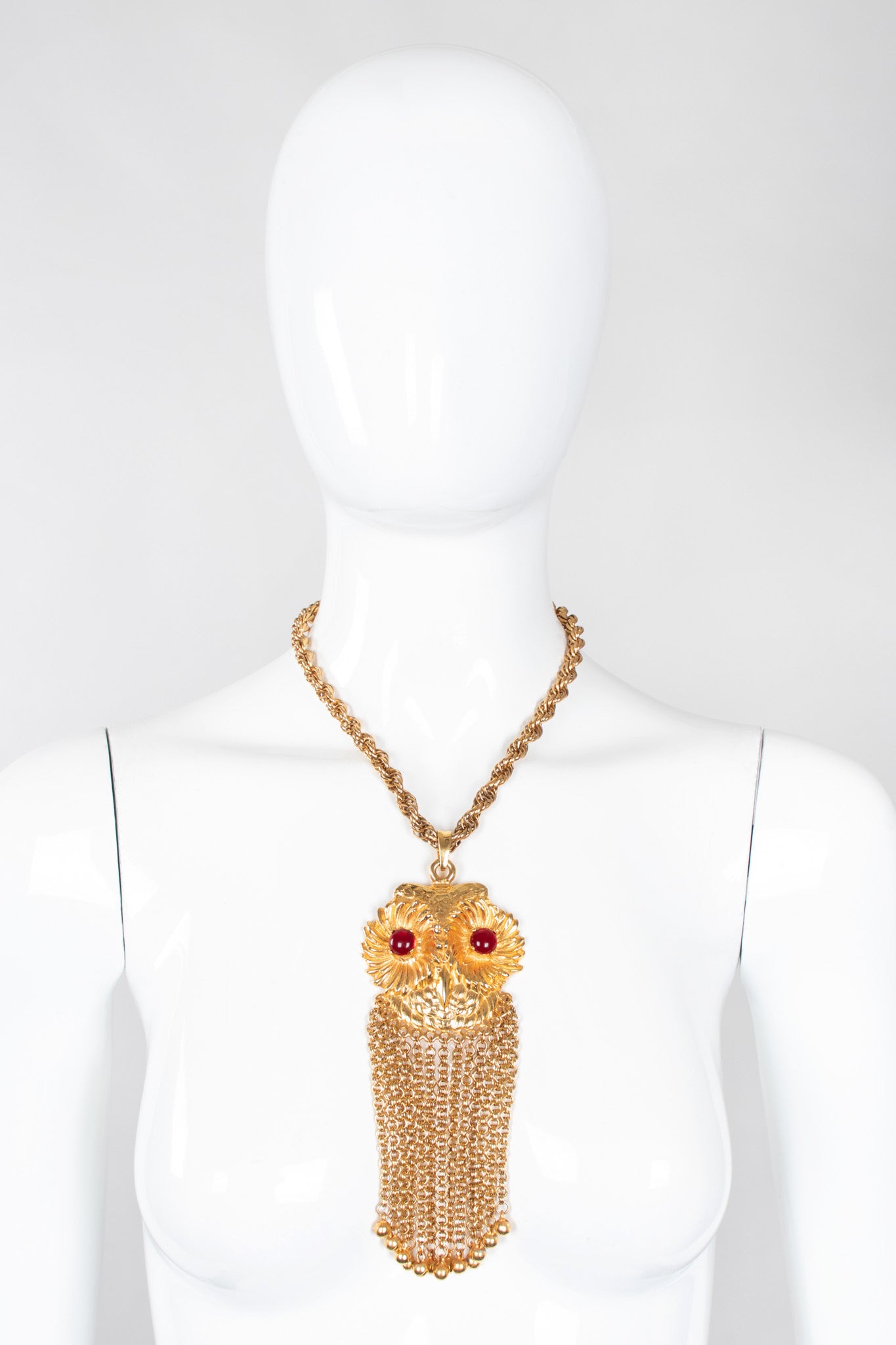 Recess Los Angeles Vintage Mid Century Owl Chain Fringe Pendant