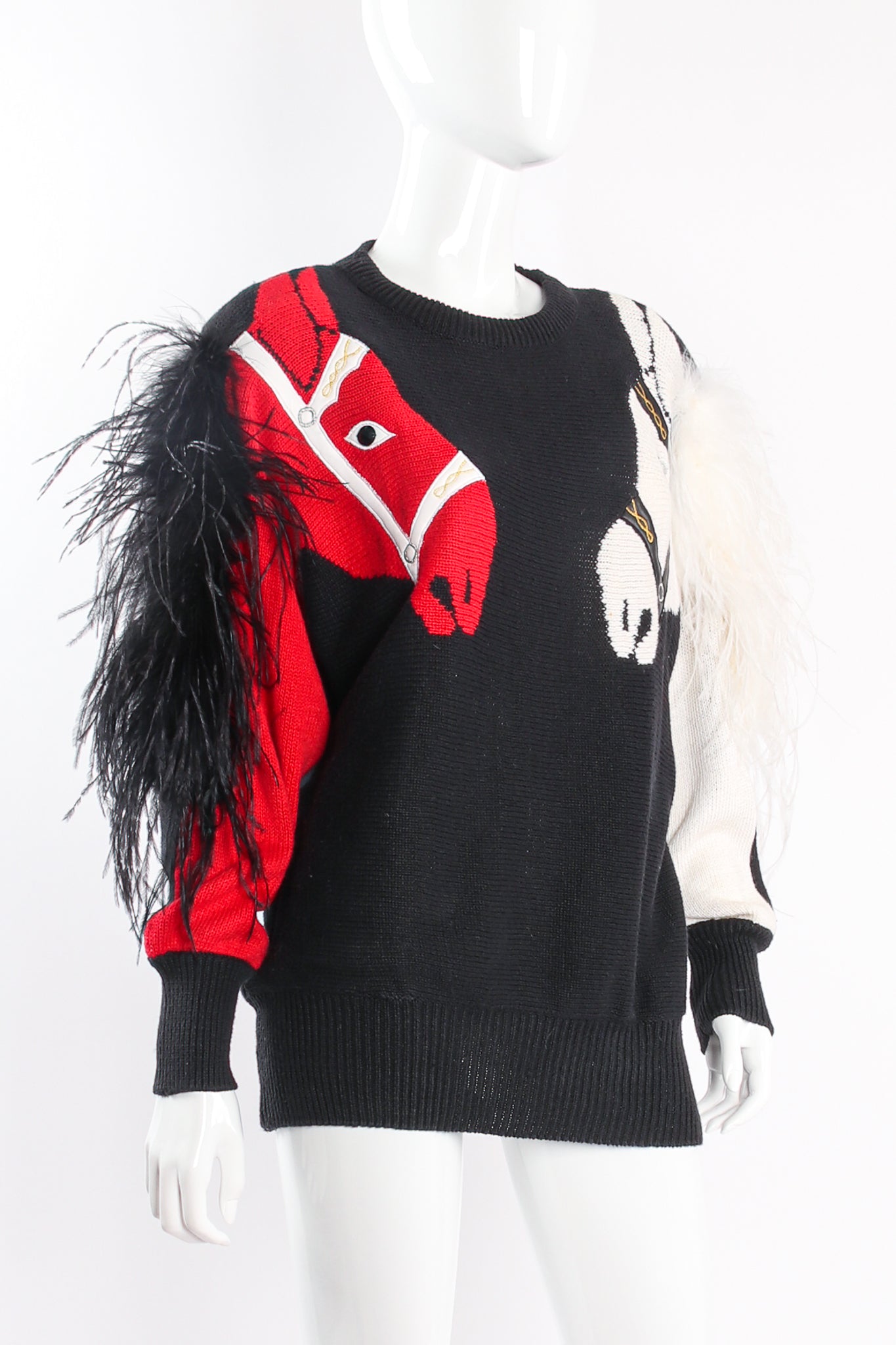 Vintage PA International Feathered Mane Horse Sweater on mannequin crop at Recess Los Angeles