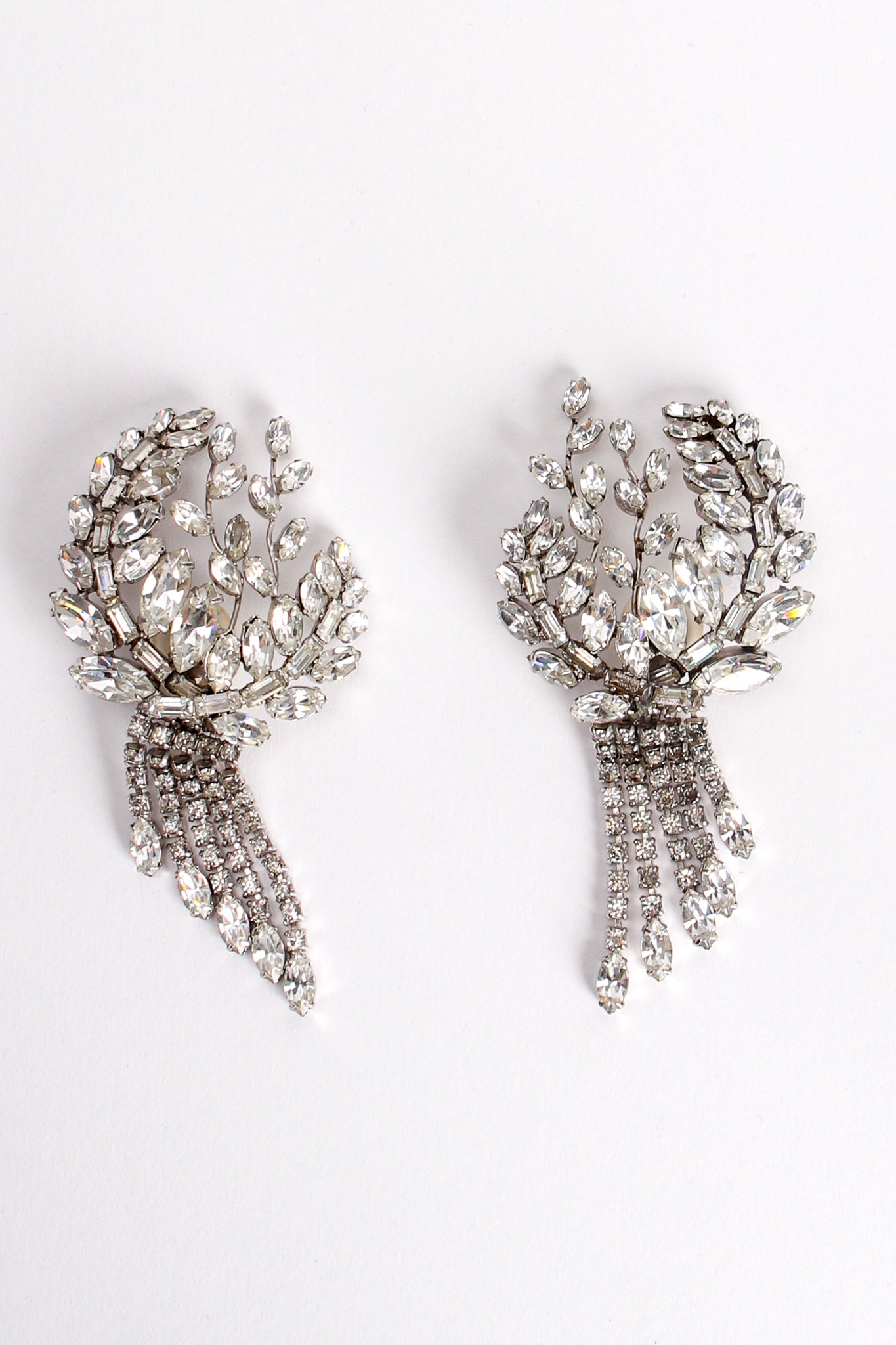 Vintage Crystal Rhinestone Laurel Fringe Climber Earrings at Recess Los Angeles