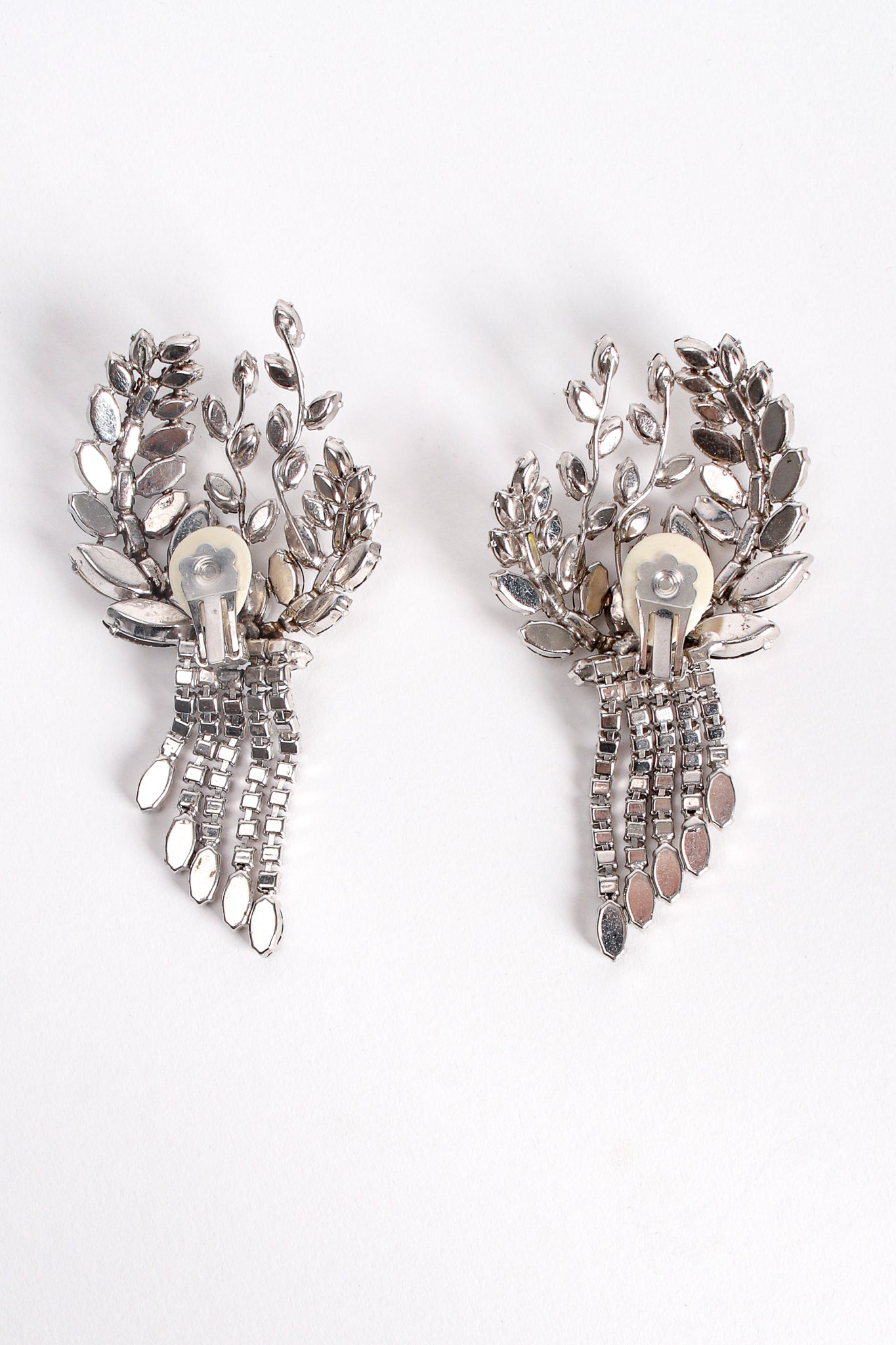 Vintage Rhinestone Crystal Wreath Fringe Dangle Earrings  Backside at Recess Los Angeles